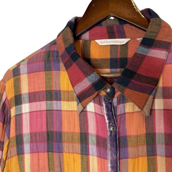 Soft‎ Surroundings Plaid Button Front Tunic - Picture 3 of 6